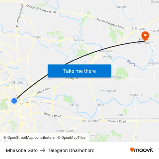 Mhasoba Gate to Talegaon Dhamdhere map