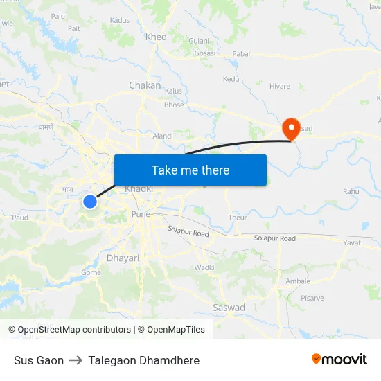 Sus Gaon to Talegaon Dhamdhere map