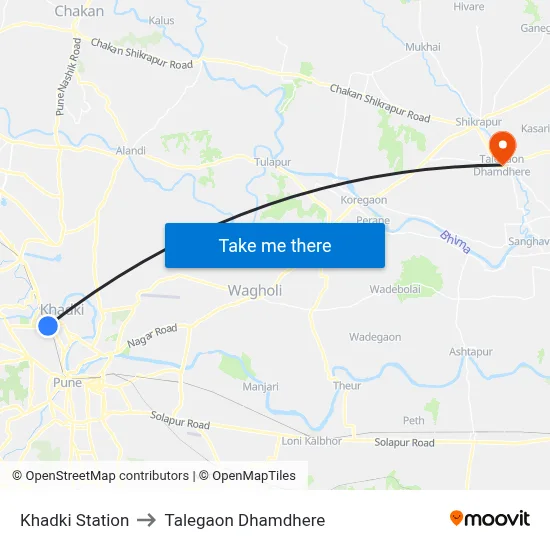 Khadki Station to Talegaon Dhamdhere map