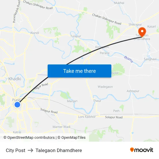 City Post to Talegaon Dhamdhere map