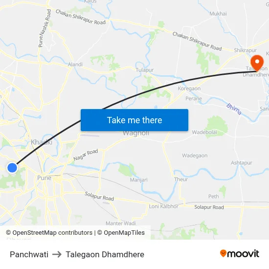 Panchwati to Talegaon Dhamdhere map