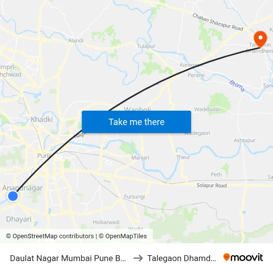 Daulat Nagar Mumbai Pune Bypass to Talegaon Dhamdhere map