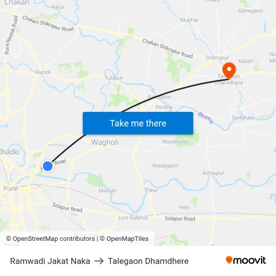 Ramwadi Jakat Naka to Talegaon Dhamdhere map