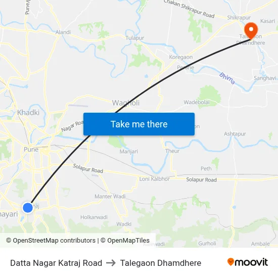 Datta Nagar Katraj Road to Talegaon Dhamdhere map