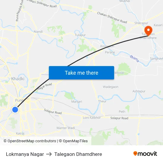 Lokmanya Nagar to Talegaon Dhamdhere map