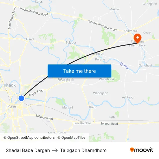 Shadal Baba Dargah to Talegaon Dhamdhere map