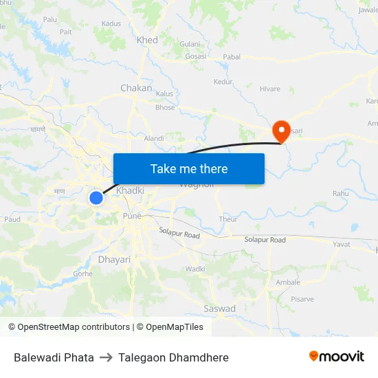Balewadi Phata to Talegaon Dhamdhere map