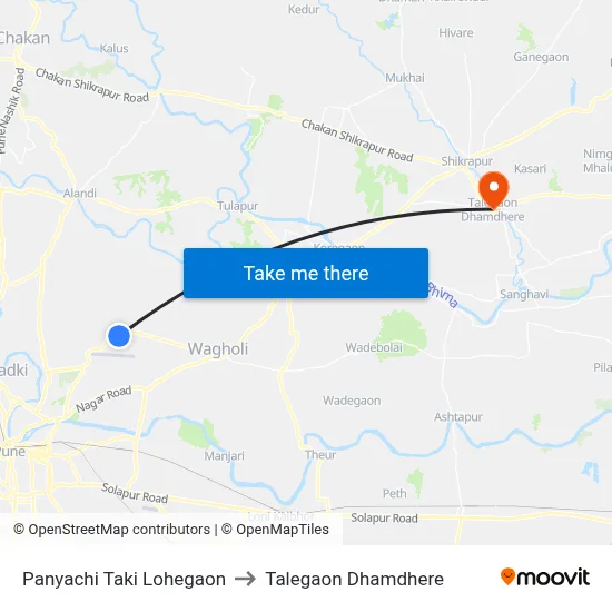 Panyachi Taki Lohegaon to Talegaon Dhamdhere map