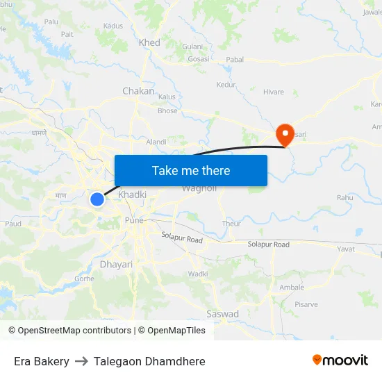 Era Bakery to Talegaon Dhamdhere map
