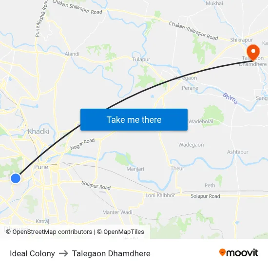 Ideal Colony to Talegaon Dhamdhere map