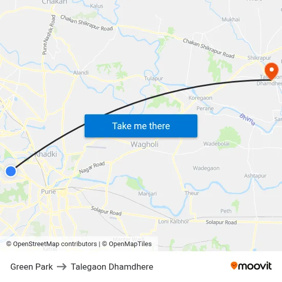 Green Park to Talegaon Dhamdhere map