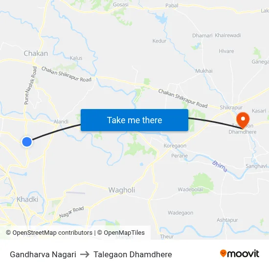 Gandharva Nagari to Talegaon Dhamdhere map