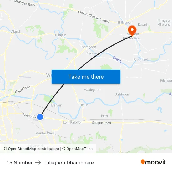 15 Number to Talegaon Dhamdhere map