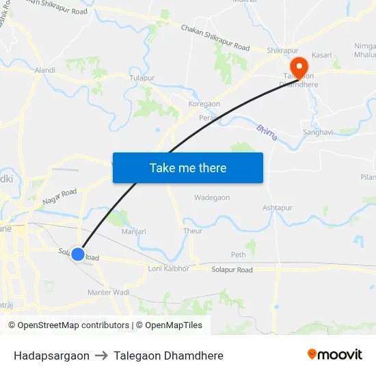 Hadapsargaon to Talegaon Dhamdhere map