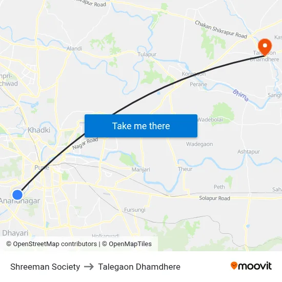 Shreeman Society to Talegaon Dhamdhere map