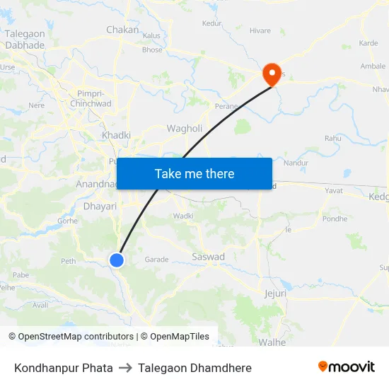 Kondhanpur Phata to Talegaon Dhamdhere map