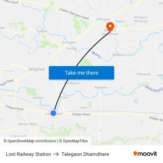 Loni Railway Station to Talegaon Dhamdhere map