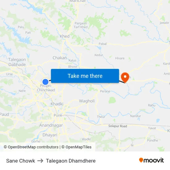 Sane Chowk to Talegaon Dhamdhere map