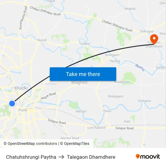 Chatuhshrungi Paytha to Talegaon Dhamdhere map