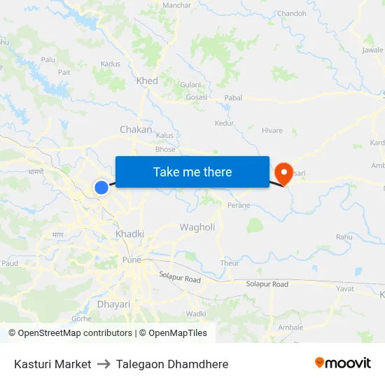 Kasturi Market to Talegaon Dhamdhere map