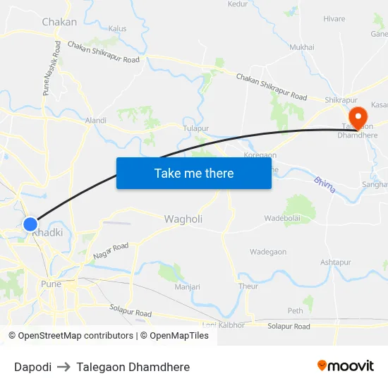 Dapodi to Talegaon Dhamdhere map