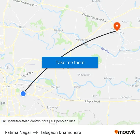 Fatima Nagar to Talegaon Dhamdhere map
