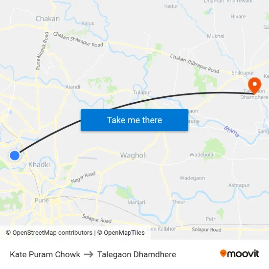 Kate Puram Chowk to Talegaon Dhamdhere map