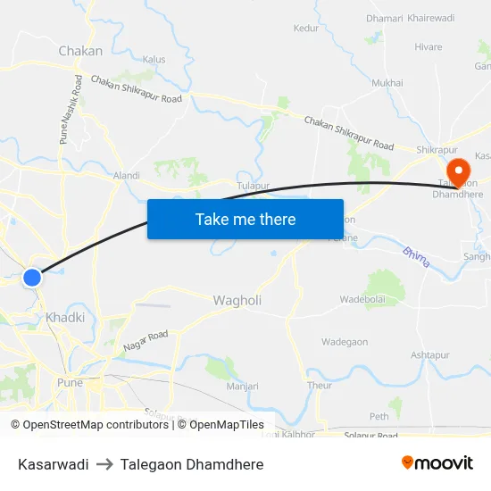 Kasarwadi to Talegaon Dhamdhere map