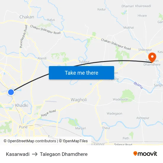 Kasarwadi to Talegaon Dhamdhere map