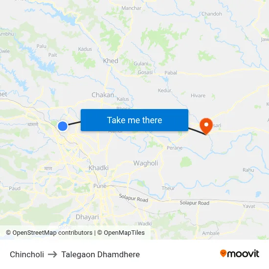 Chincholi to Talegaon Dhamdhere map