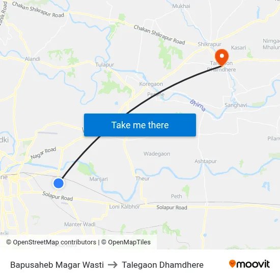 Bapusaheb Magar Wasti to Talegaon Dhamdhere map