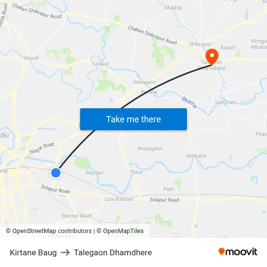 Kirtane Baug to Talegaon Dhamdhere map