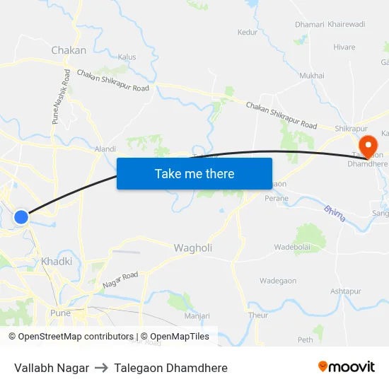 Vallabh Nagar to Talegaon Dhamdhere map