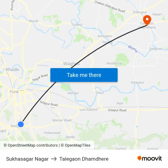 Sukhasagar Nagar to Talegaon Dhamdhere map