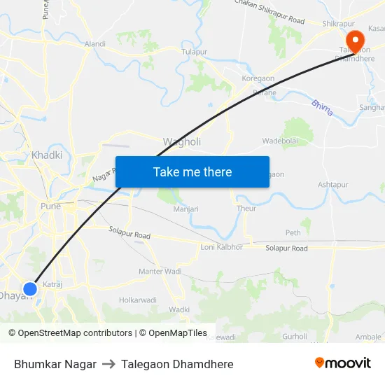 Bhumkar Nagar to Talegaon Dhamdhere map