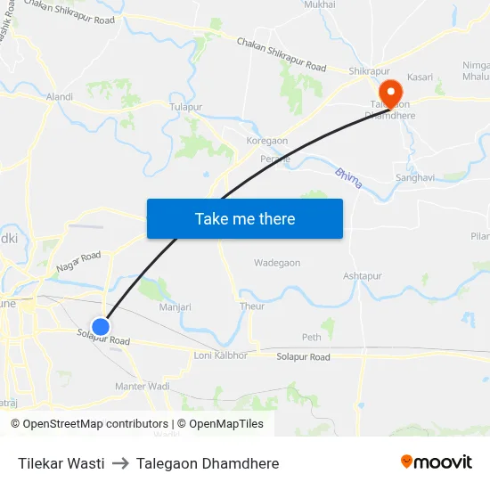 Tilekar Wasti to Talegaon Dhamdhere map