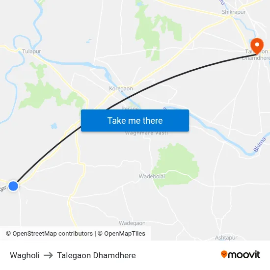 Wagholi to Talegaon Dhamdhere map