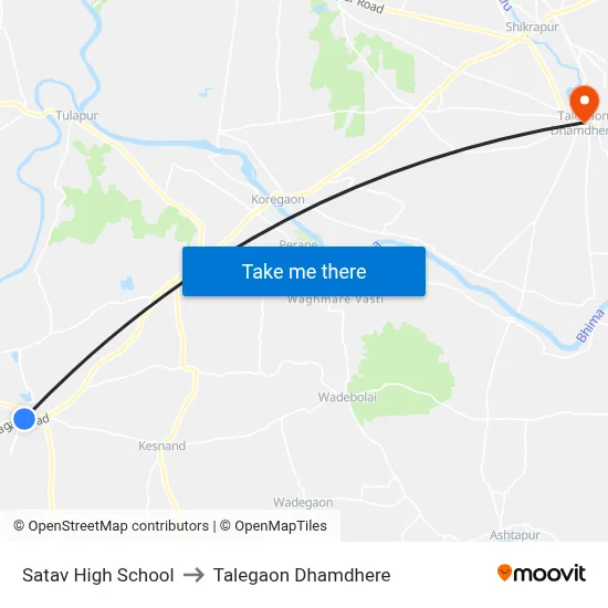 Satav High School to Talegaon Dhamdhere map