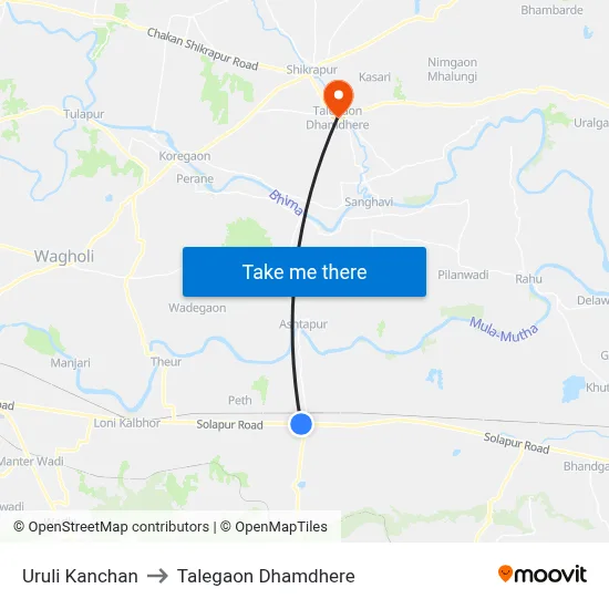 Uruli Kanchan to Talegaon Dhamdhere map