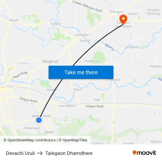 Devachi Uruli to Talegaon Dhamdhere map