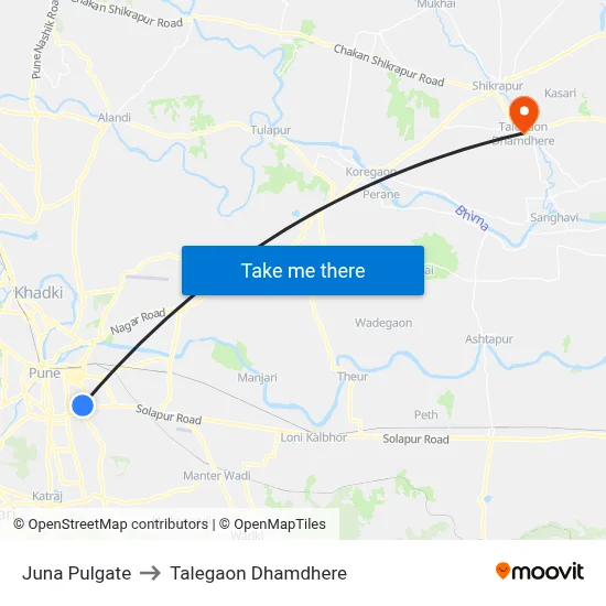 Juna Pulgate to Talegaon Dhamdhere map