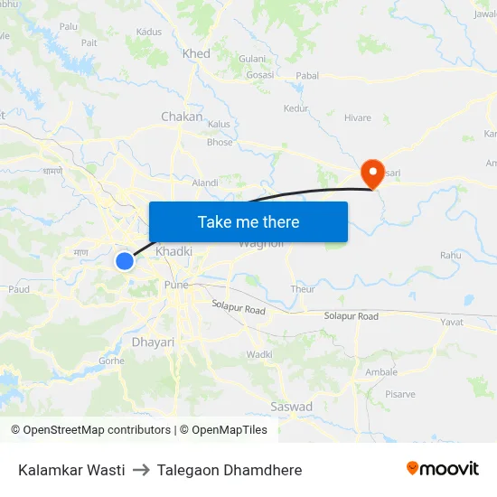Kalamkar Wasti to Talegaon Dhamdhere map