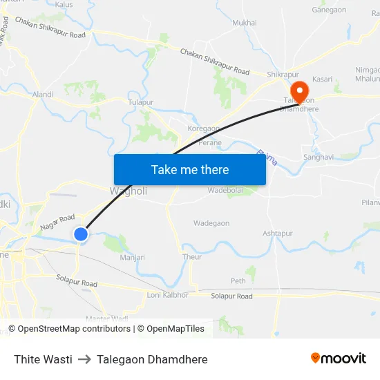 Thite Wasti to Talegaon Dhamdhere map