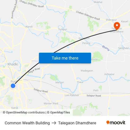 Common Wealth Building to Talegaon Dhamdhere map