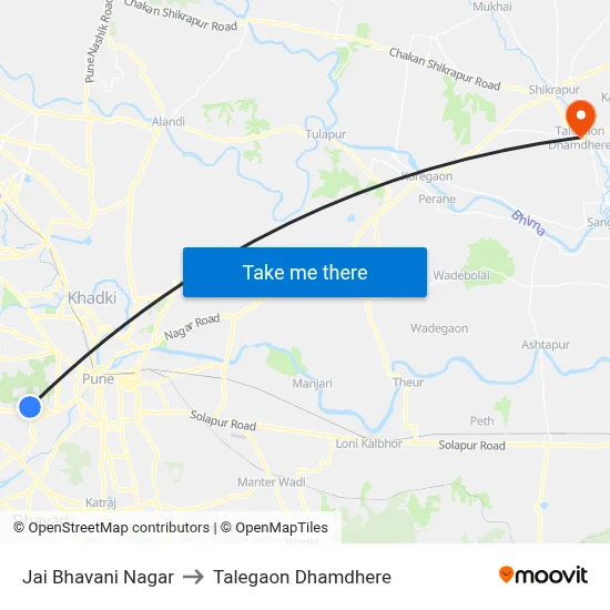 Jai Bhavani Nagar to Talegaon Dhamdhere map