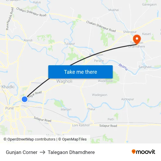 Gunjan Corner to Talegaon Dhamdhere map
