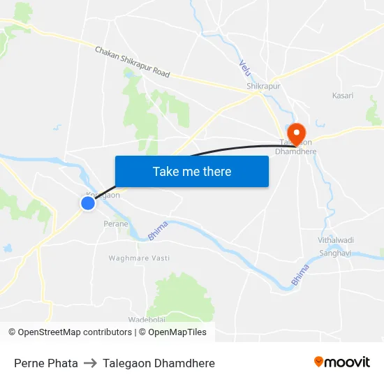 Perne Phata to Talegaon Dhamdhere map