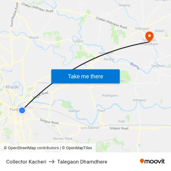 Collector Kacheri to Talegaon Dhamdhere map