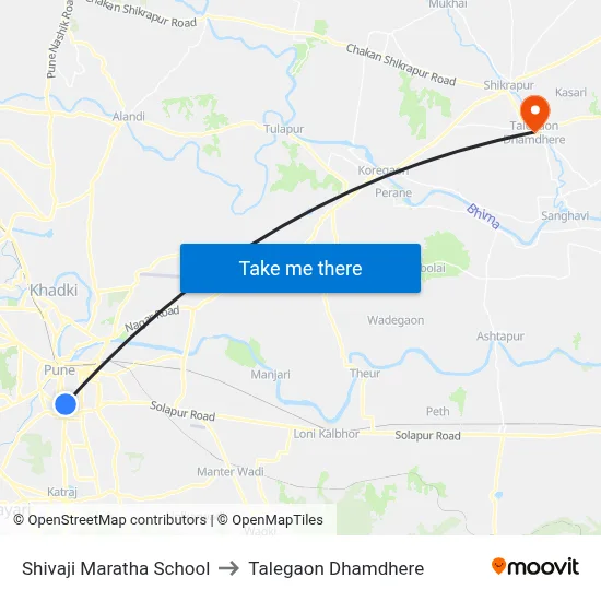 Shivaji Maratha School to Talegaon Dhamdhere map