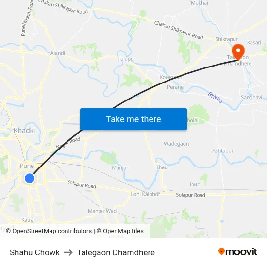 Shahu Chowk to Talegaon Dhamdhere map